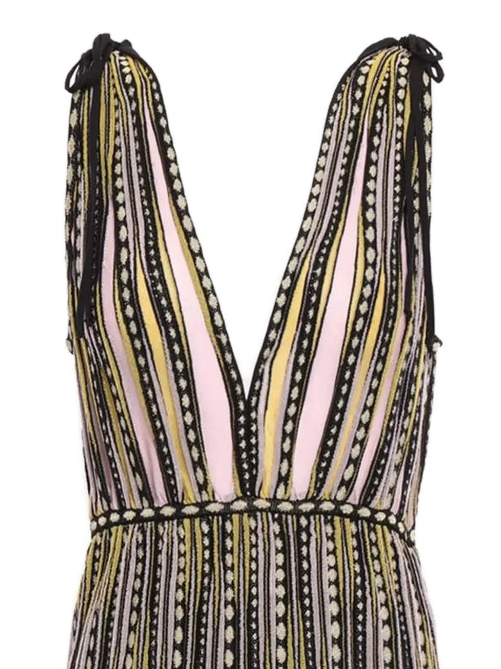 Missoni Pre-Owned Gestreepte bubbelgebreide midi-jurk - Geel