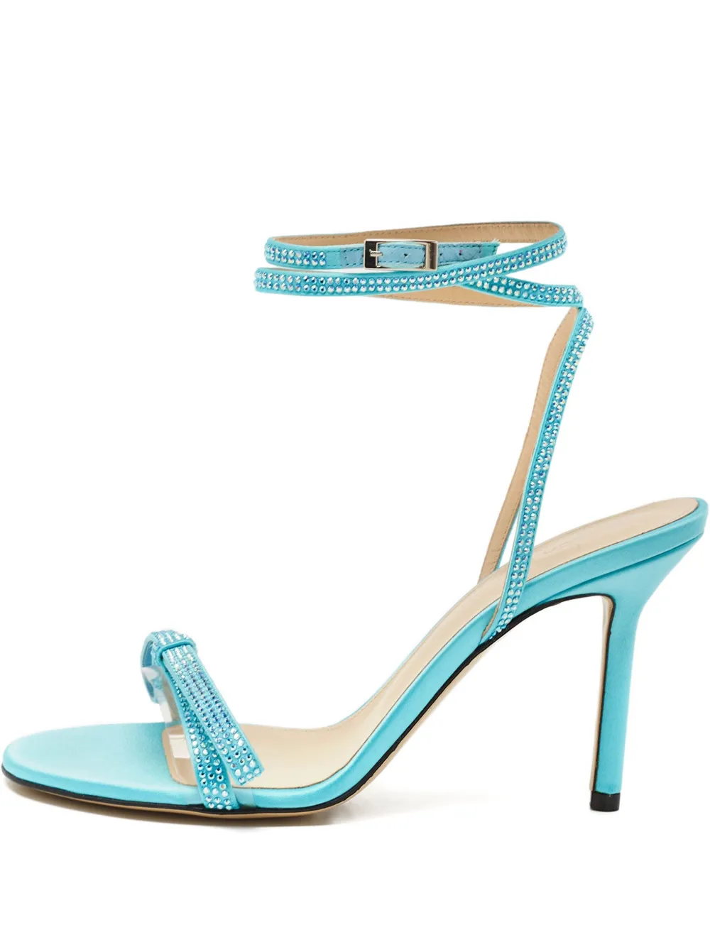 Pre-owned Mach&mach 90mm French Bow Sandals In Blue