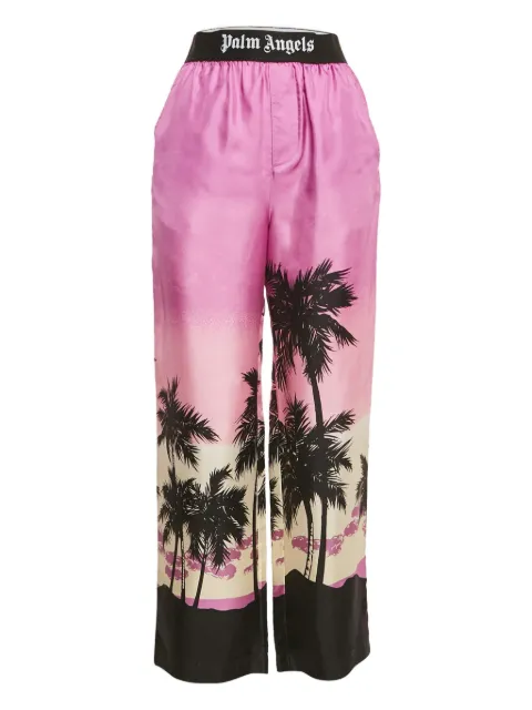 Palm Angels palm-print satin trousers