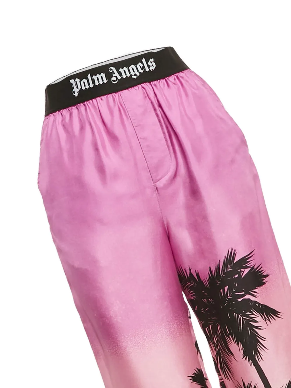 Palm Angels Satijnen broek met palmprint - Roze