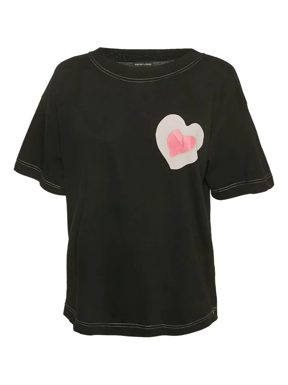 Emporio Armani Pre-Owned heart-appliqué cotton T-shirt | Black | Image 1