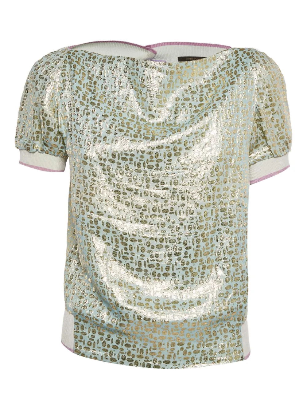 Pre-owned Louis Vuitton Metallic-effect Short-sleeved Top In Green