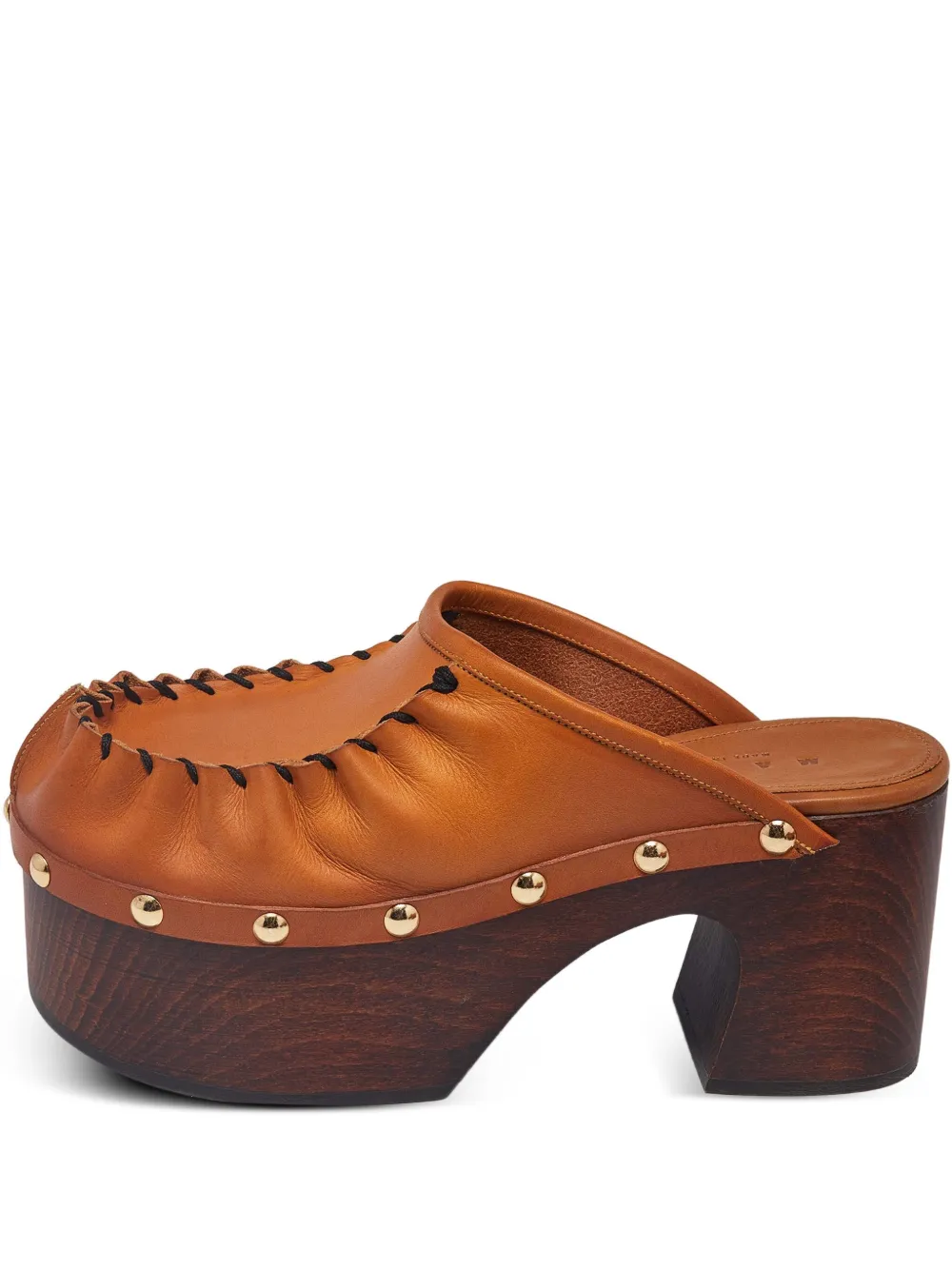 Marni Pre-Owned 80mm leather studded platform clogs | Brown | Image 1
