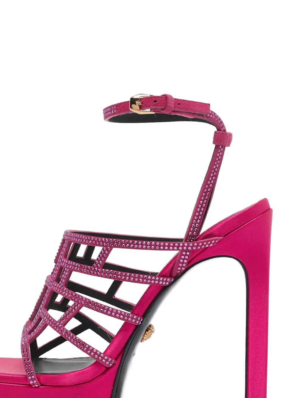 Versace Pre-Owned 140 mm gekooide sandalen met plateauzool en kristallen - Roze