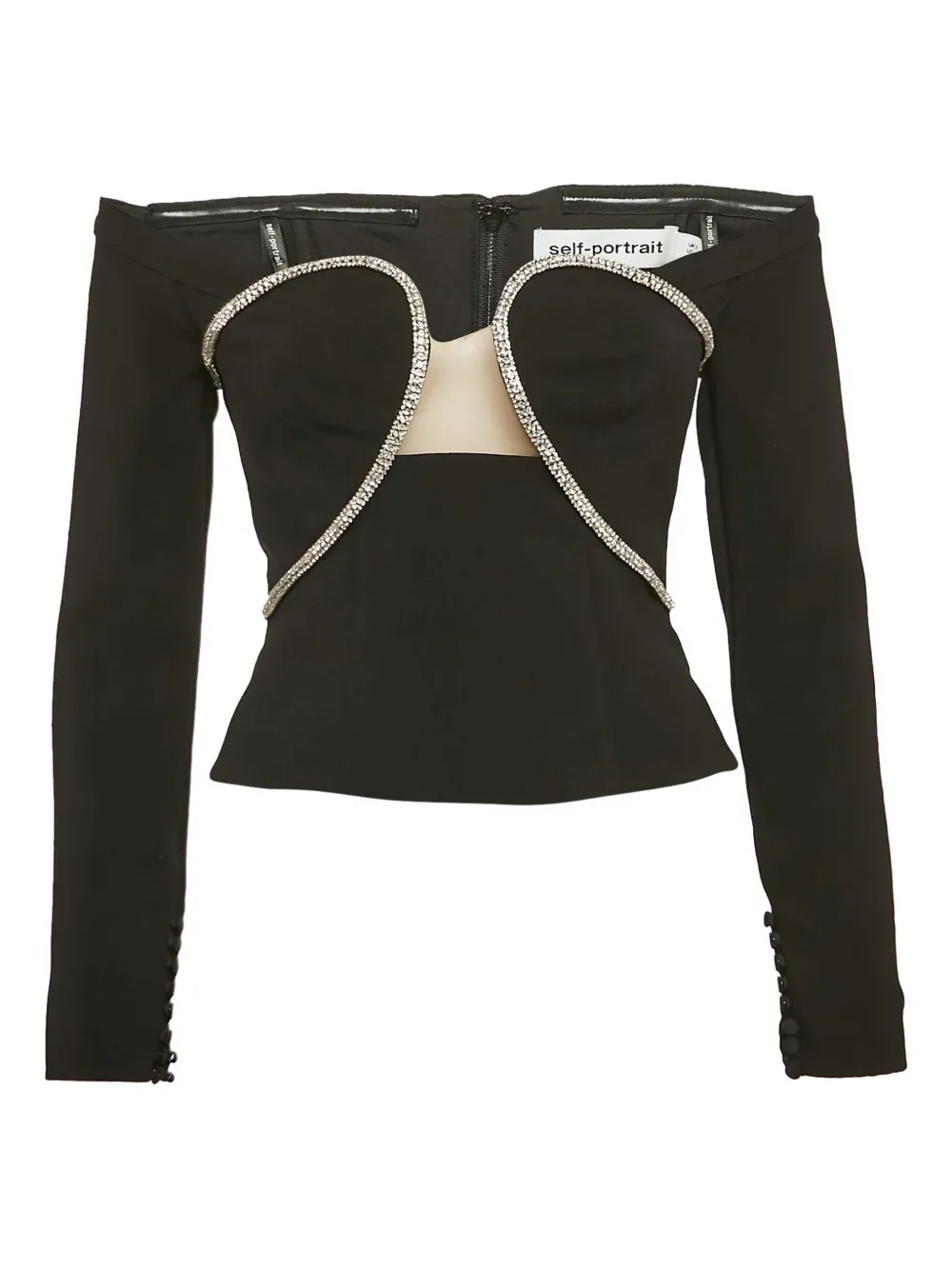 Pre-owned Self-portrait Crystal-embellished Strapless Top In Black