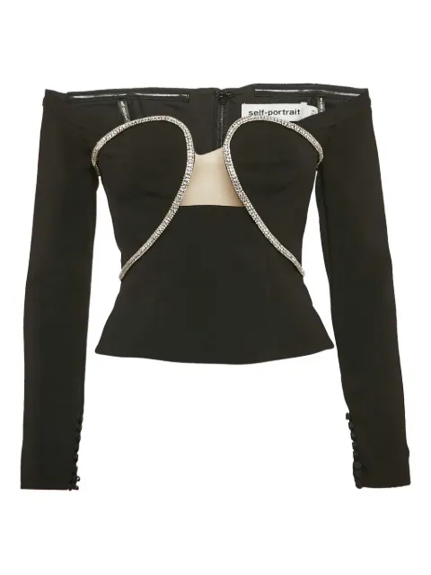 Self-Portrait crystal-embellished strapless top