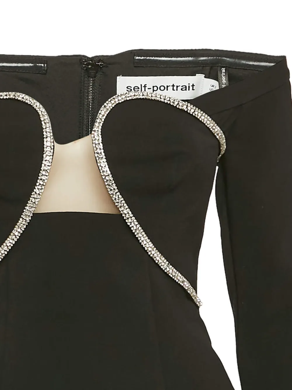 Pre-owned Self-portrait Crystal-embellished Strapless Top In Black