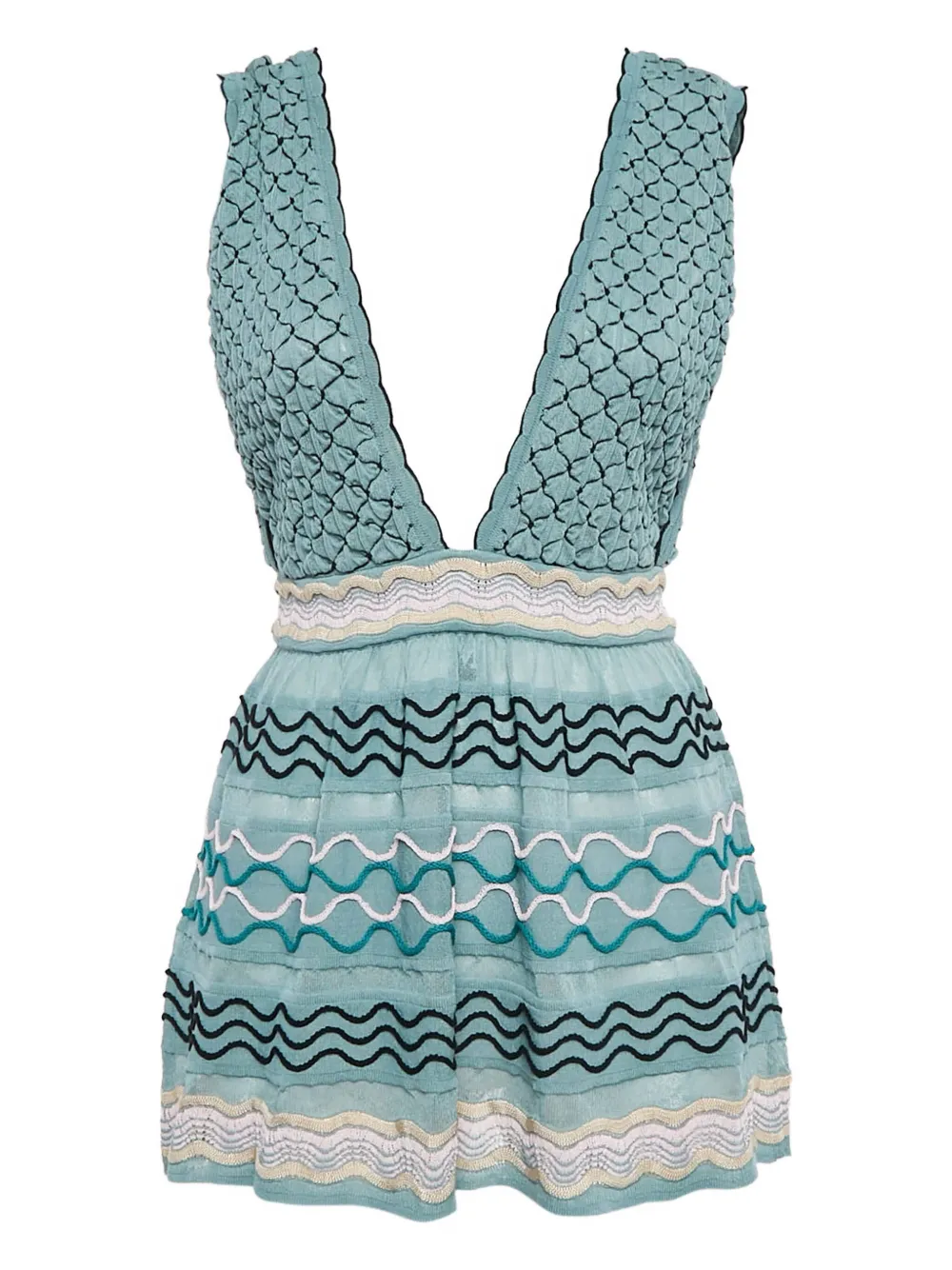 Missoni Pre-Owned embroidered smocked mini dress | Blue | Image 1