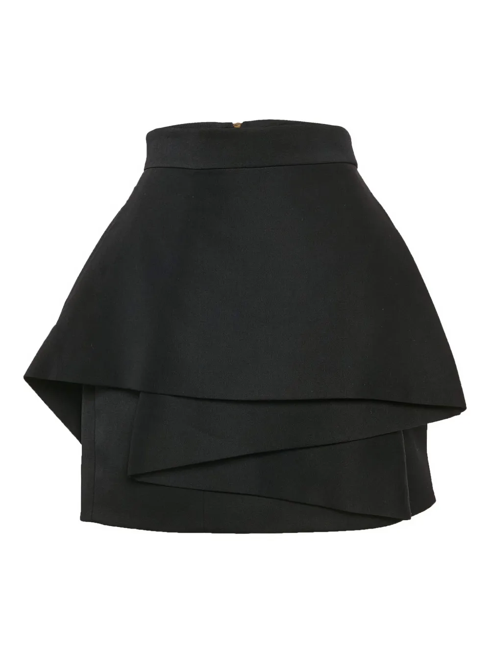 Pre-owned Balmain Wool Layered Skirt In Black