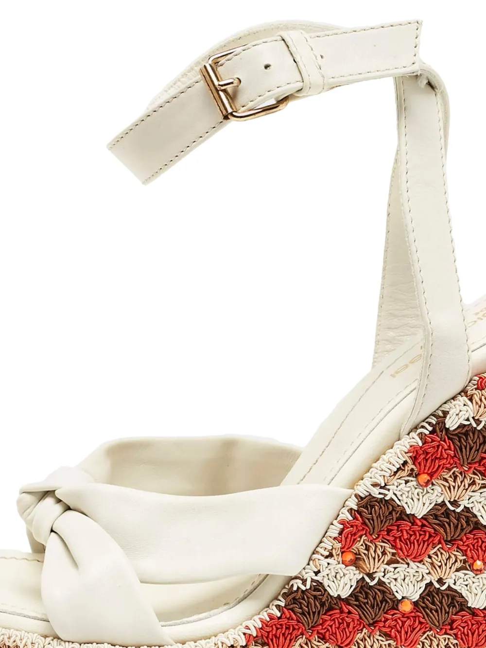 Sergio Rossi Vintage Pre-owned sandalen met geknoopt detail en sleehak - Wit