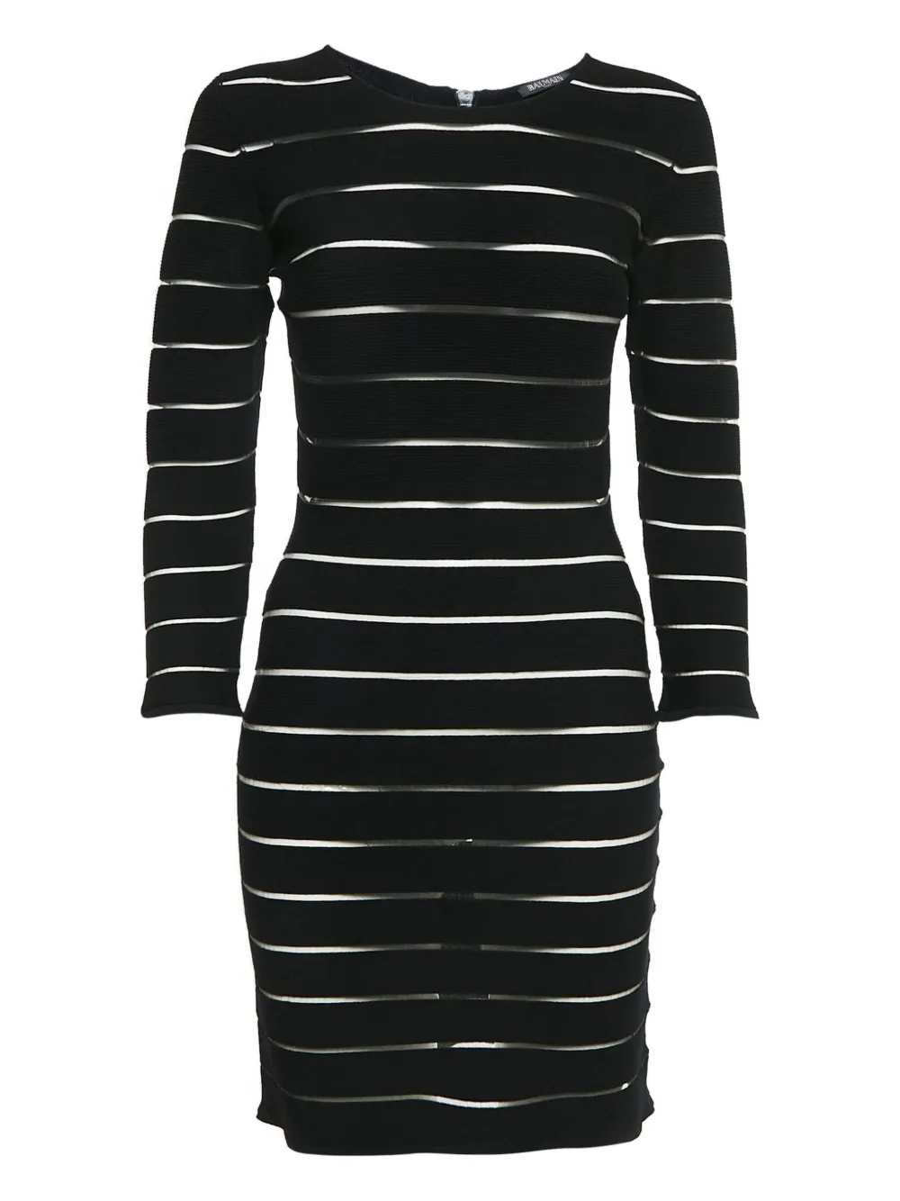 Pre-owned Balmain Striped-pattern Midi Dress In Black
