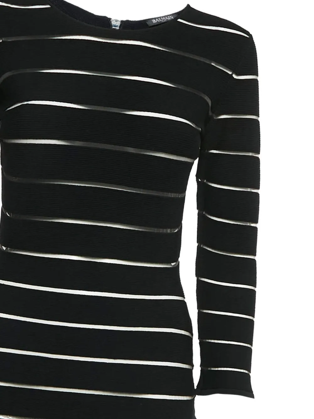 Pre-owned Balmain Striped-pattern Midi Dress In Black