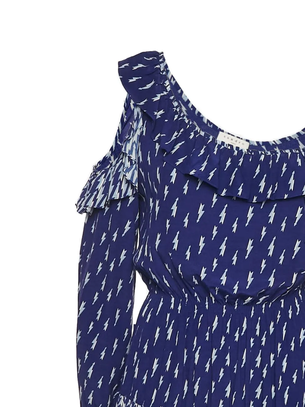SANDRO Midi-jurk met bliksemflits en ruches - Blauw