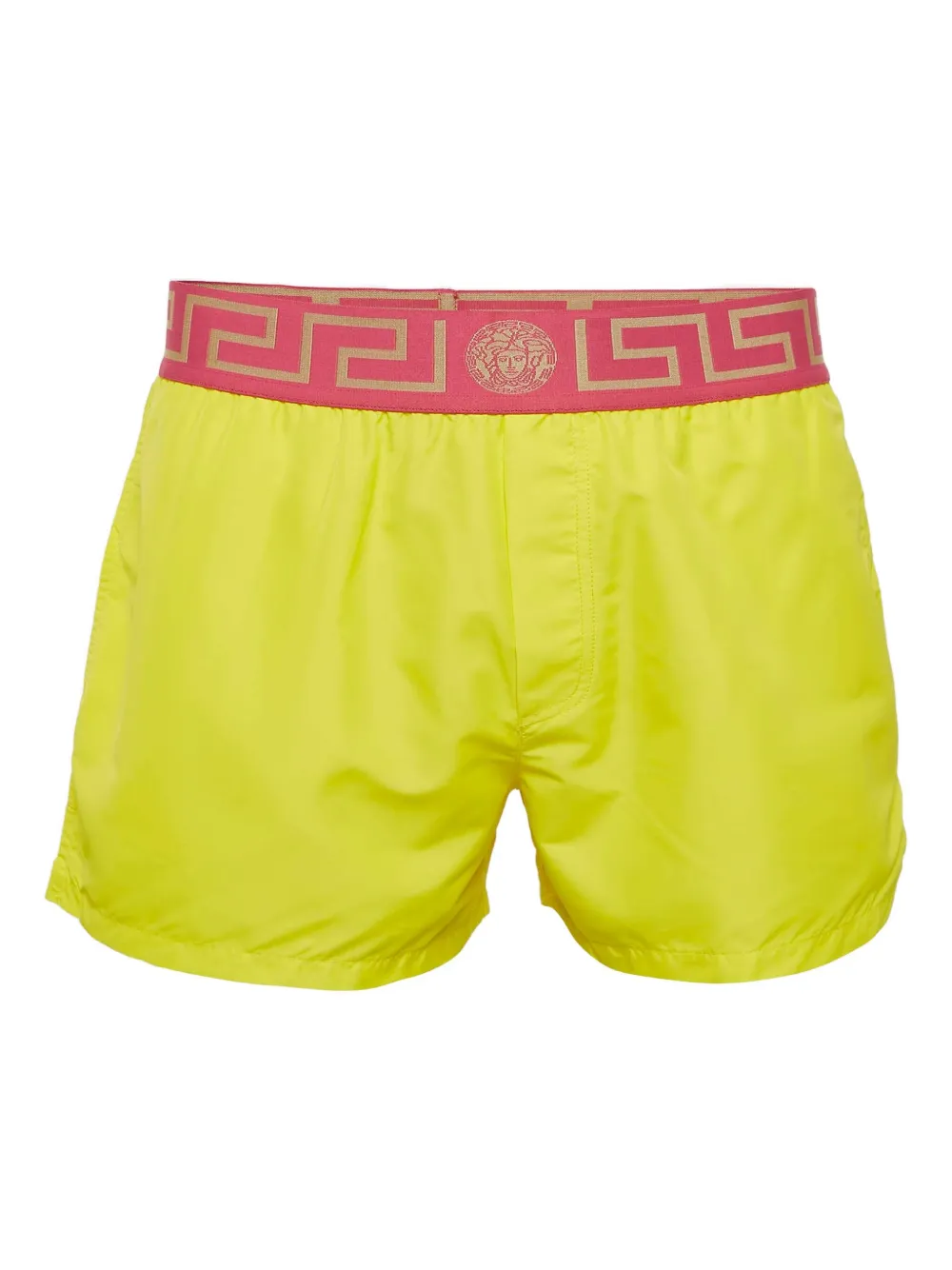 Versace Pre-Owned グレカウエストバンド トランクス水着 - イエロー Versace Pre-Owned グレカウエストバンド トランクス水着 - イエロー