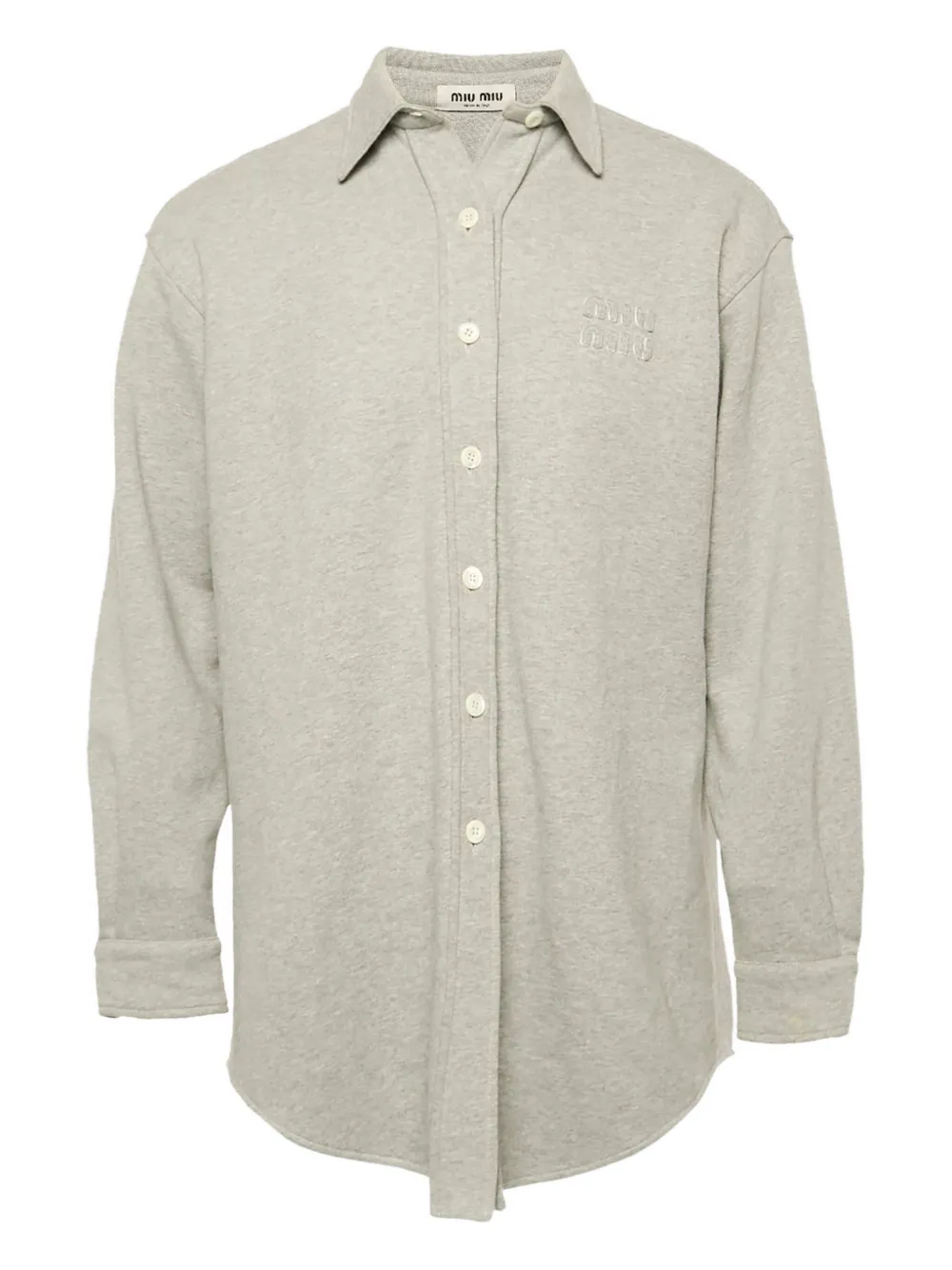 Pre-owned Miu Miu Logo-detail Cotton Shirt In Gray