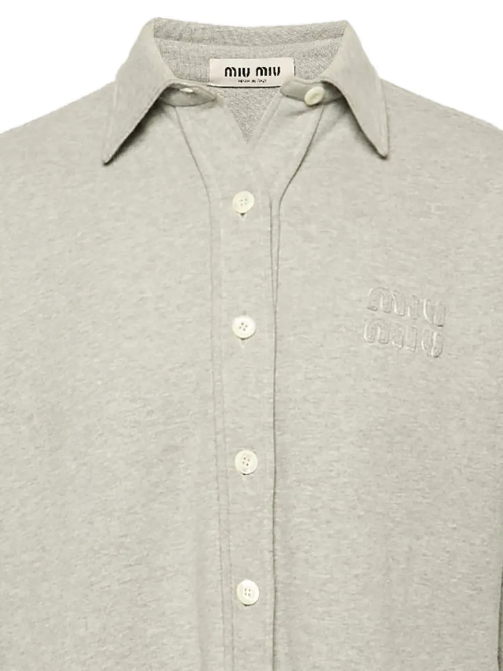 Pre-owned Miu Miu Logo-detail Cotton Shirt In Gray