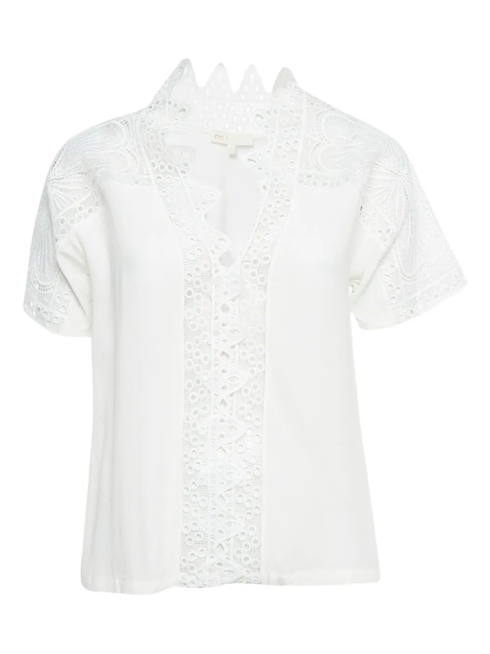 Maje pre-owned lace ruffles blouse | White | Image 1