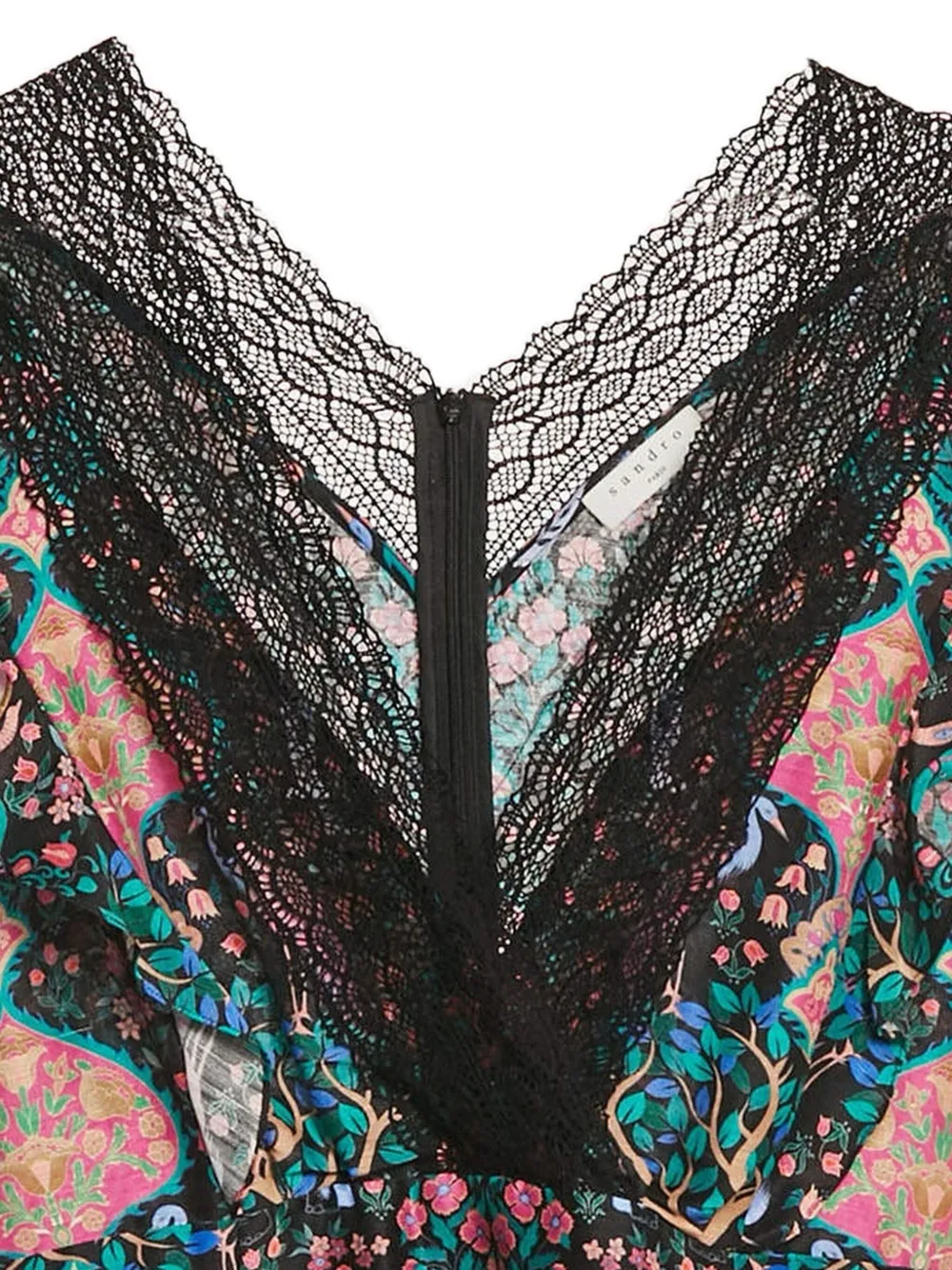 SANDRO Jurk met vogelprint - Zwart