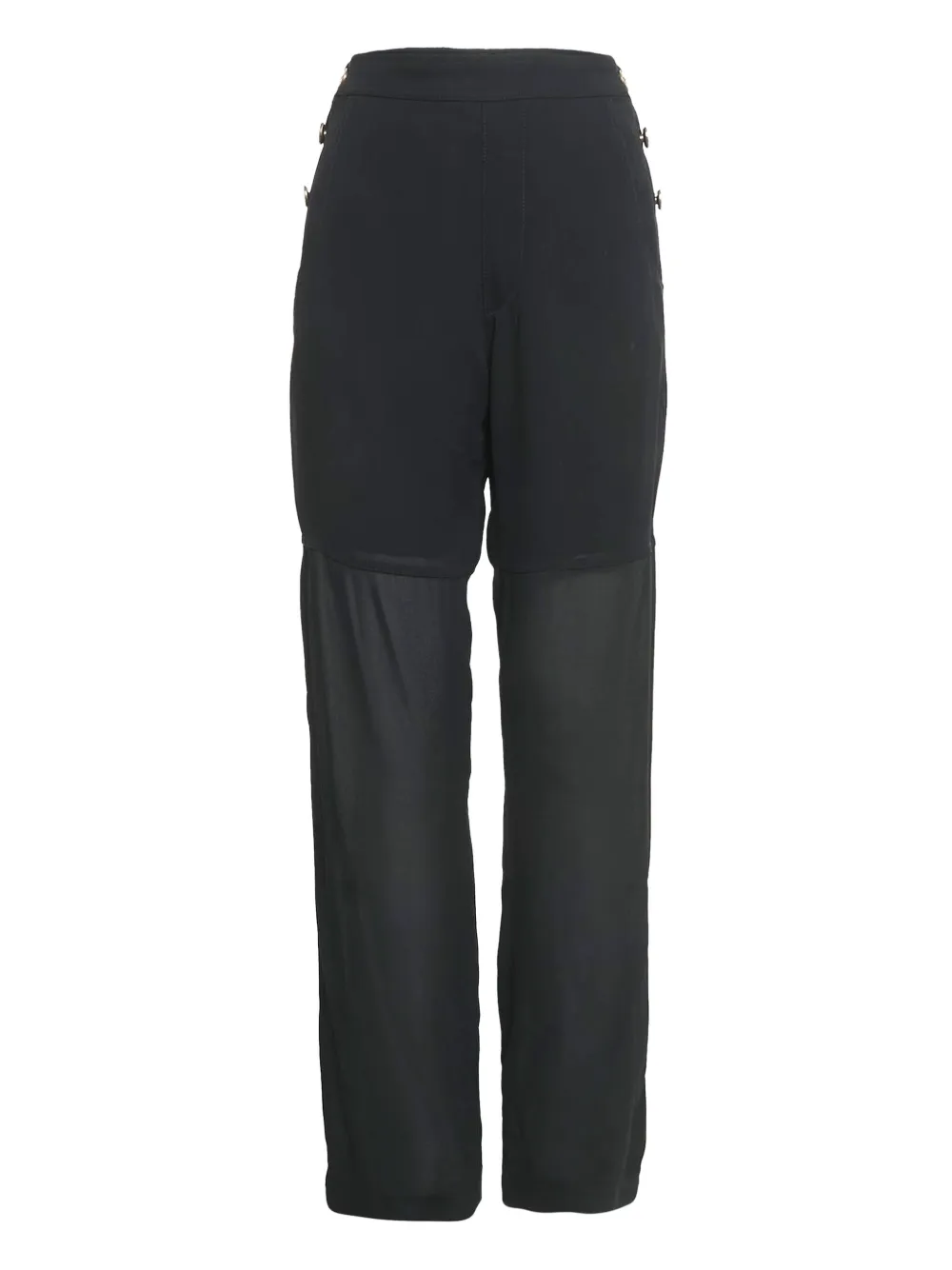 Chloé Pre-Owned Pantaloni a gamba ampia con inserti semi trasparenti - Nero