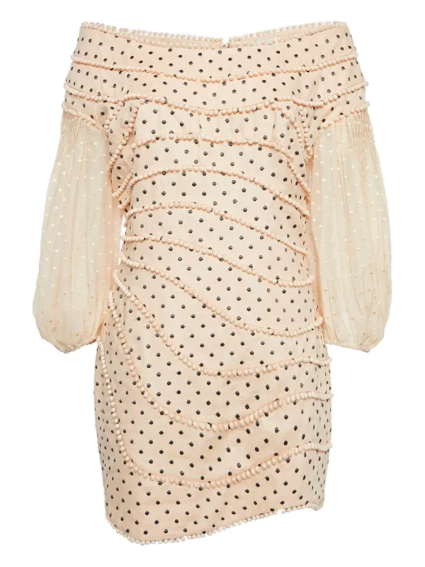 white christmas dresses Cinq à Sept Camille Polka Dot Dress - Deep Plum/limestone