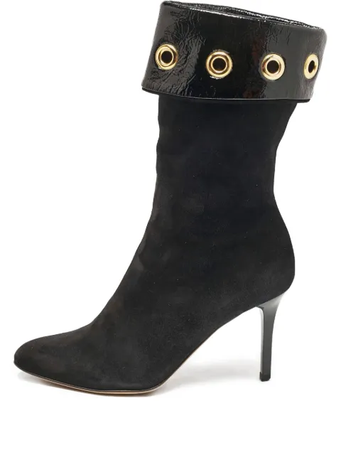 Jimmy Choo Pre-Owned 85mm panelled leather eyelet boots