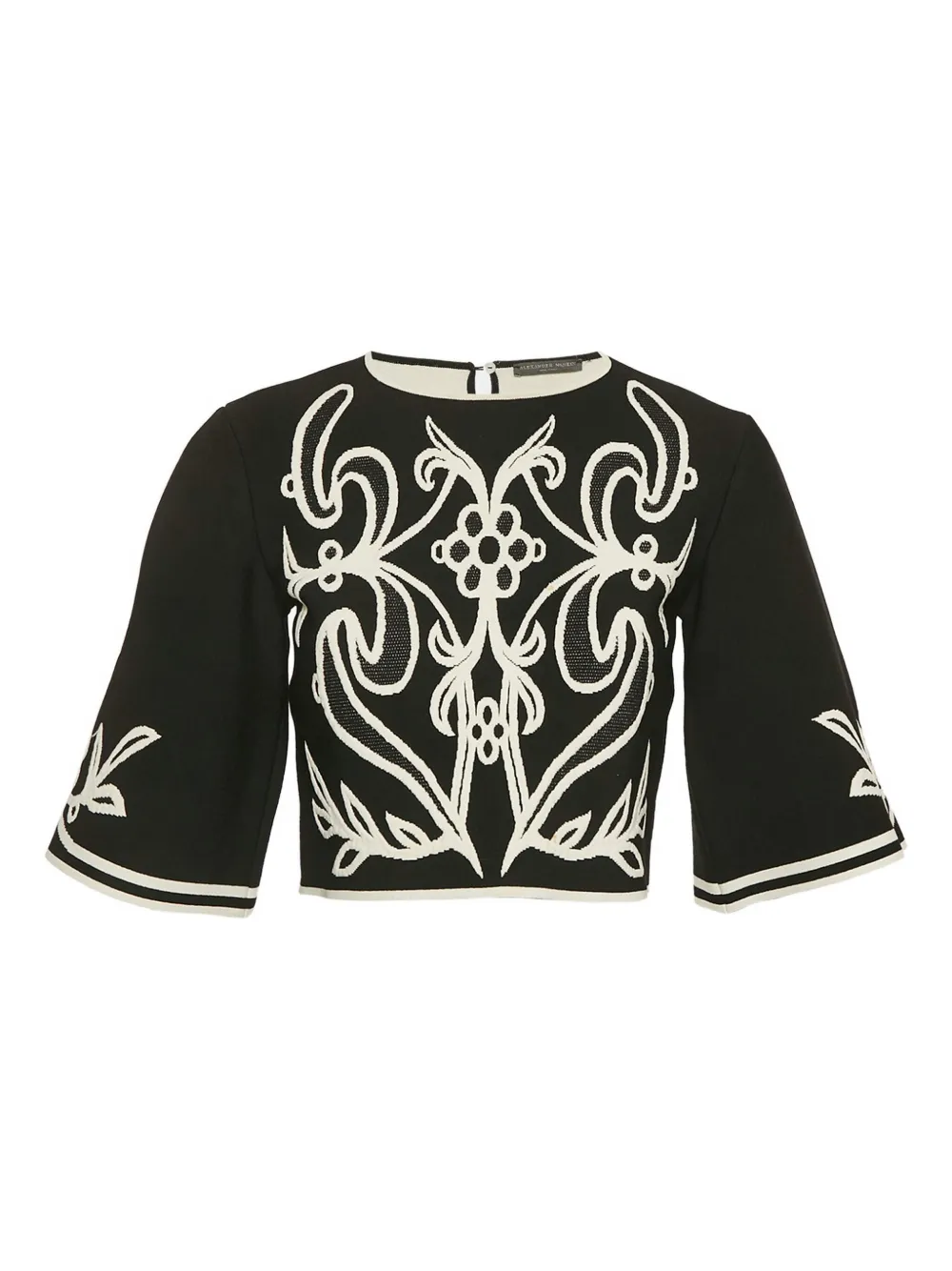 Pre-owned Alexander Mcqueen 2024 Floral-embroidered Top In Black