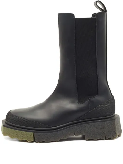 Off-White Pre-Owned leather elastic-panels pull-on boots