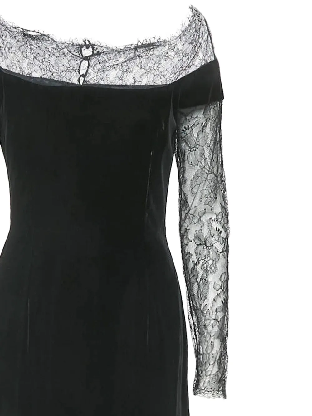 Oscar de la Renta Pre-Owned Maxi-jurk met fluwelen kant - Zwart