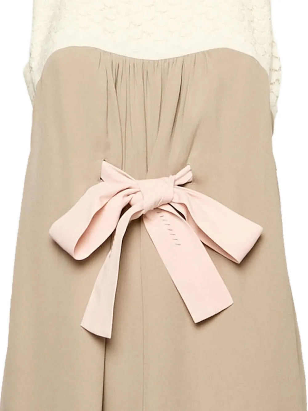 Paule Ka Jurk met strikdetail en kanten vlak - Beige