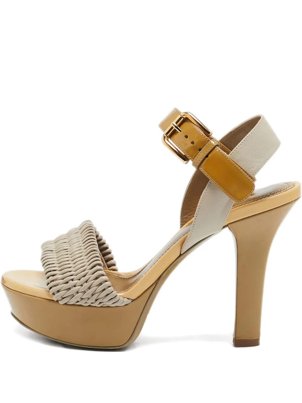 Pre-owned Dolce & Gabbana 100mm Woven Sandals In Gray