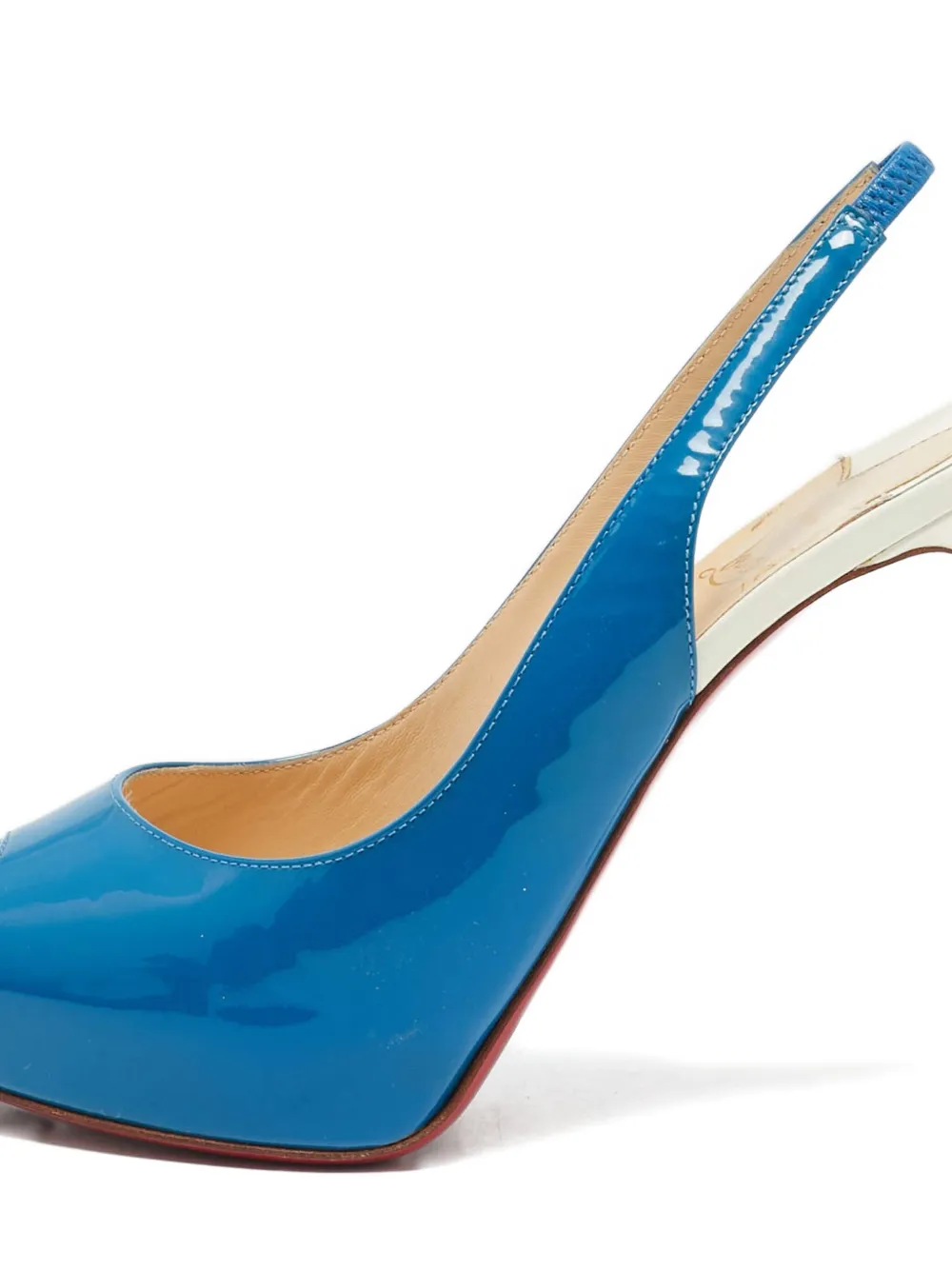 Christian Louboutin Pre-Owned 125 mm lakleren slingback sandalen met hak - Blauw