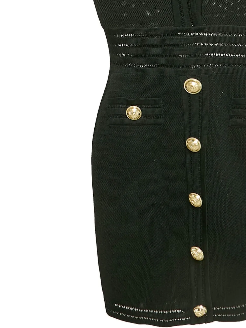 Balmain Pre-Owned Mesh jurk met knoopdetail - Zwart