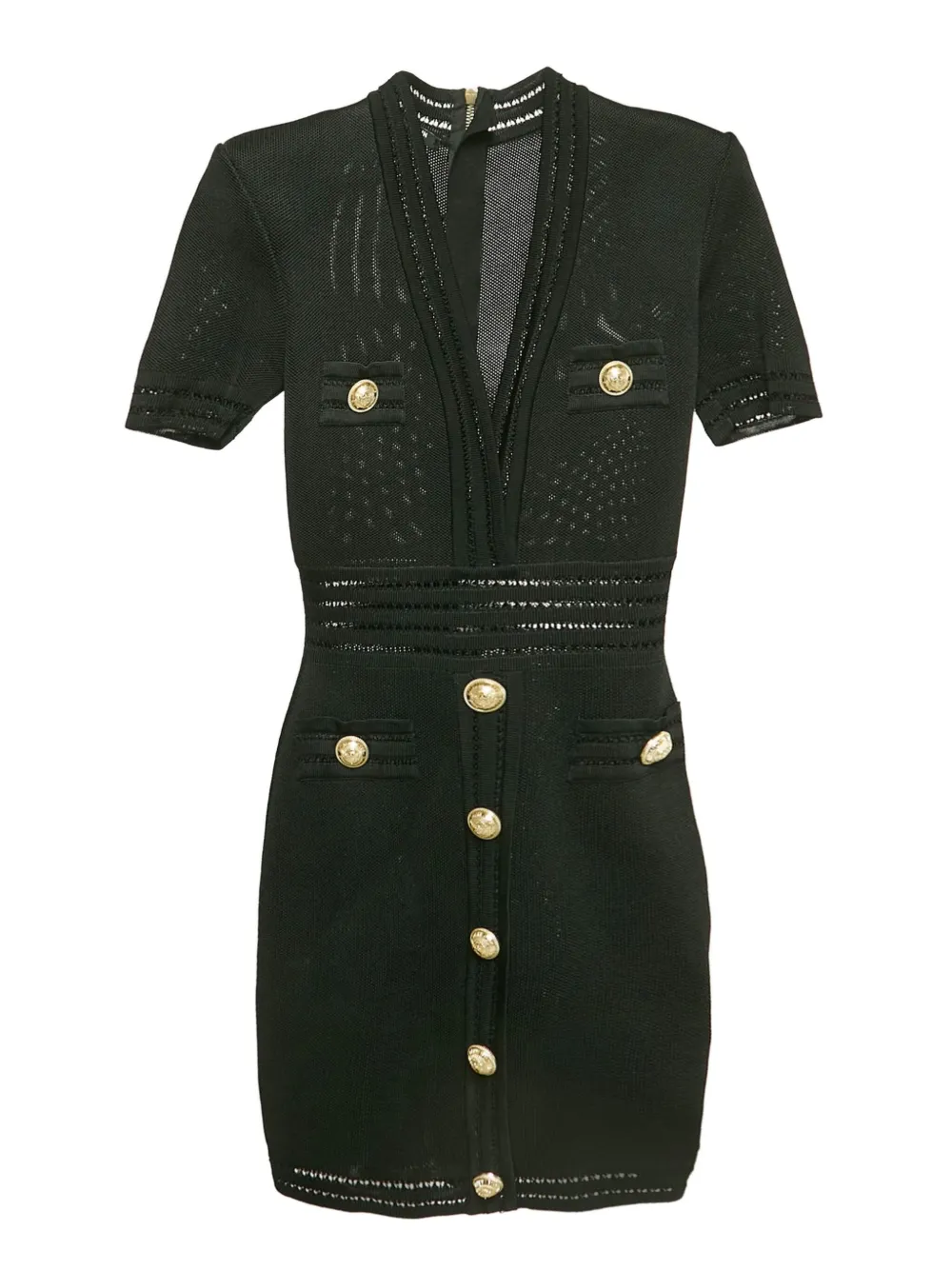 Balmain Pre-Owned button-detail mesh dress | Black | Image 1