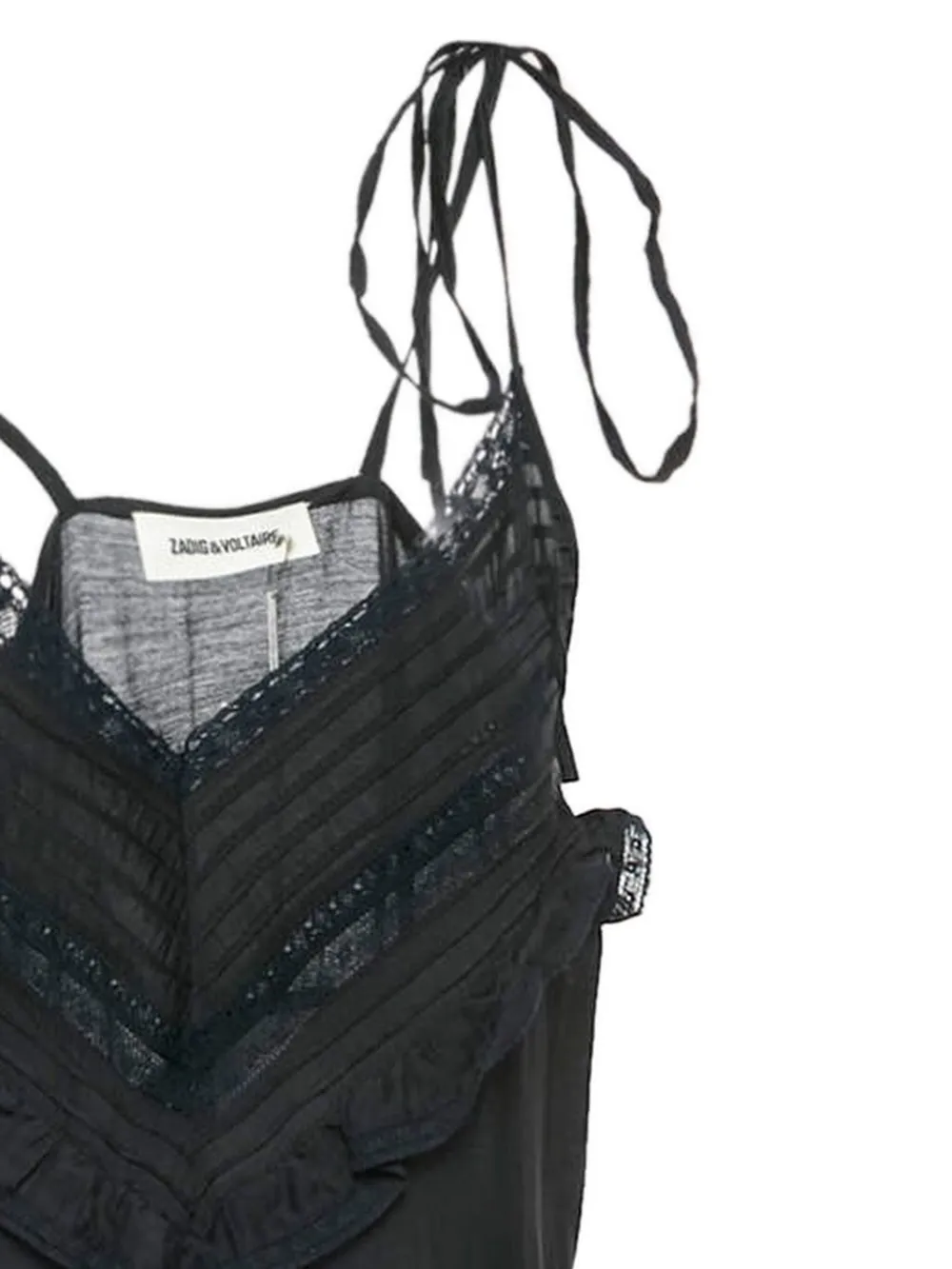Zadig&Voltaire Asymmetrische jurk met kanten afwerking - Zwart
