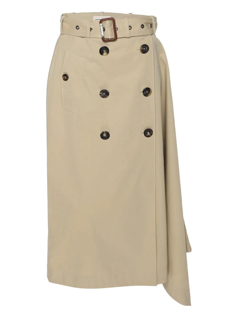 Alexander McQueen Pre-Owned belted-waist midi skirt | Neutrals | Image 1