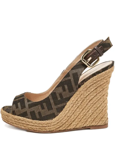 Fendi Pre-Owned patterned slingback wedge sandal