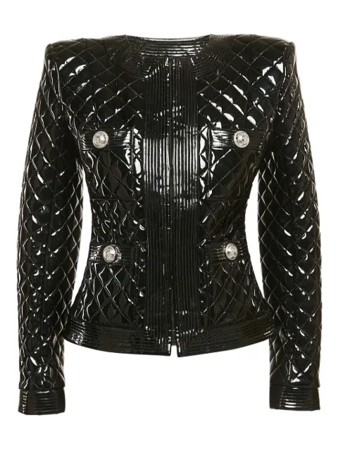 Balmain Pre-Owned quilted faux-leather jacket