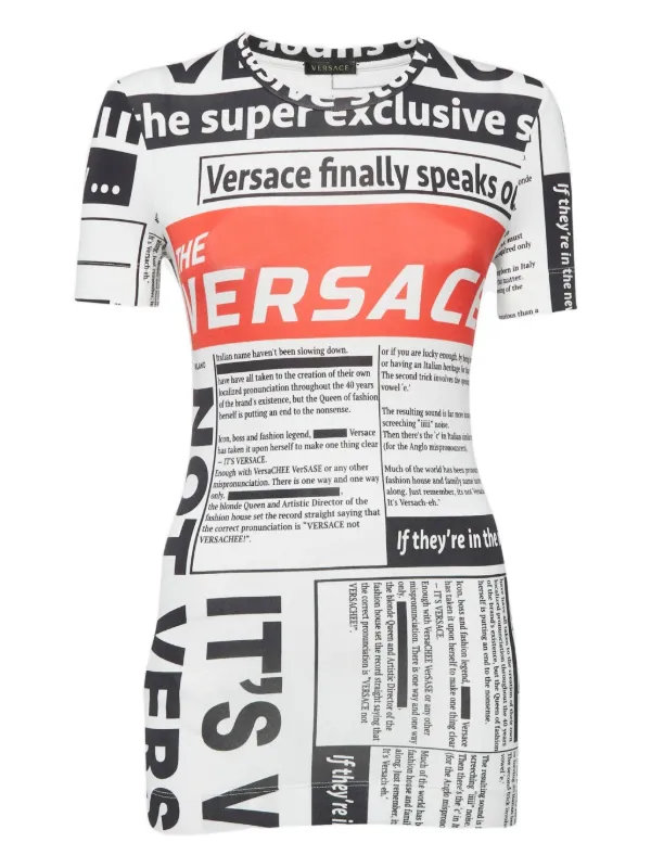 Versace Pre-Owned newspaper-print T-shirt White FARFETCH
