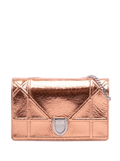 Christian Dior Pre-Owned 2016 Metallic Ceramic Effect Deerskin Diorama Wallet on Chain crossbody bag