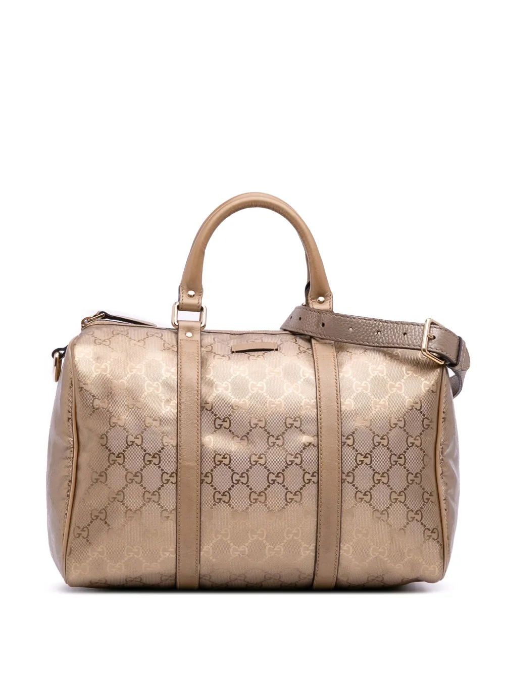 Pre-owned Gucci 2016-2025 Medium Gg Imprime Joy Boston Satchel In Gold