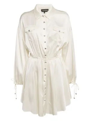 self portrait lace panel shirt dress Self-Portrait White Lace Panel Midi Dress