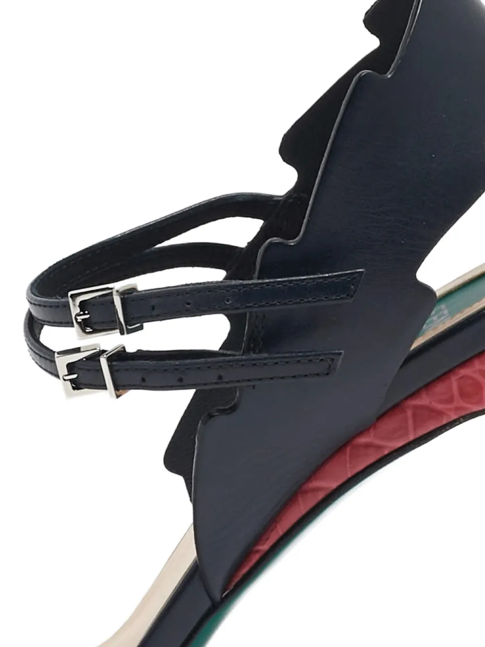 Fendi Pre-Owned Leren sandalen met krokodillen-reliëf en gesp - Zwart