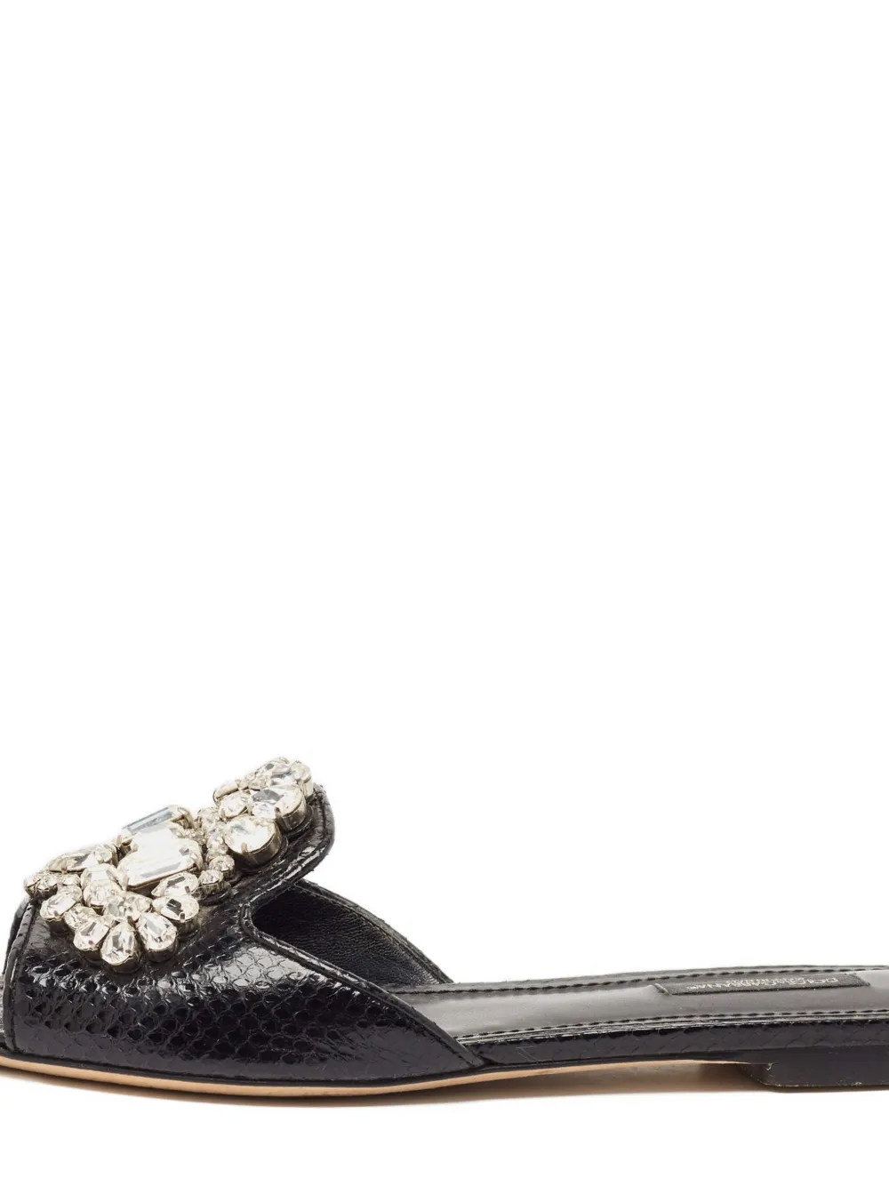 Pre-owned Dolce & Gabbana Crystal-embellishment Flat Sandals In Black