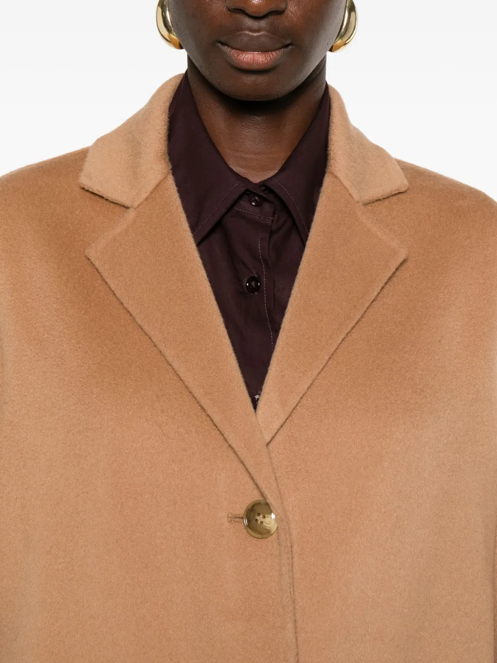 Semicouture Button-fastening Patch-pocket Coat In Brown