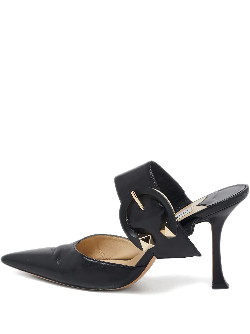 Pre-owned Jimmy Choo 100mm Leather Mules In Black