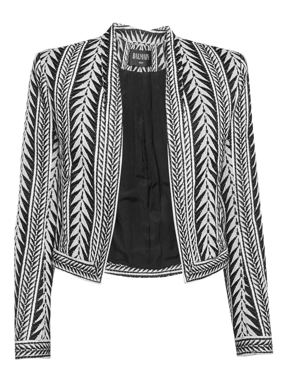 Pre-owned Balmain Jacquard Tribal Jacket In Black