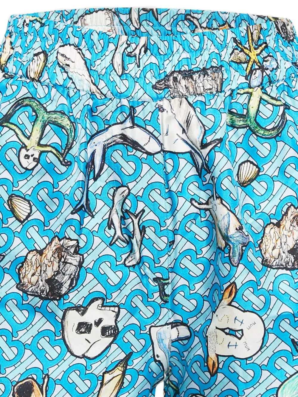 Burberry Pre-Owned 2024 zijden shorts met monogram-print - Blauw