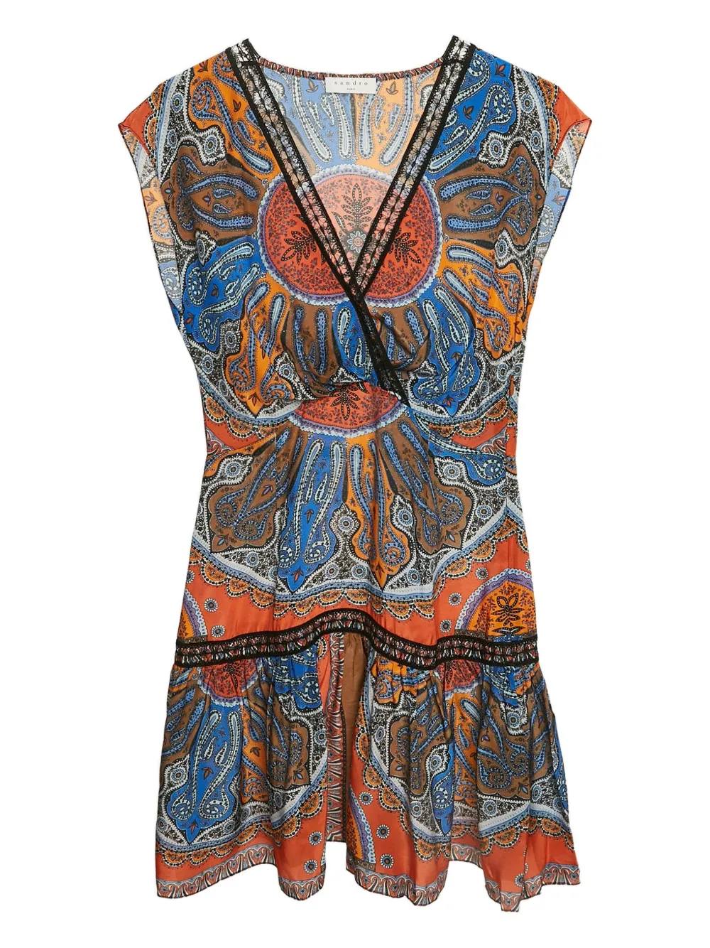 SANDRO paisley-print v-neck mini dress | Blue | Image 1