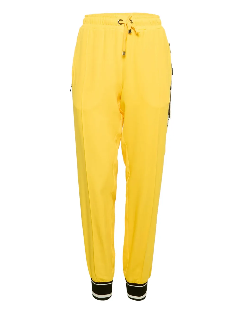 DOLCE & GABBANA Pre-owned Logo-tape Crepe Track Pants In Yellow
