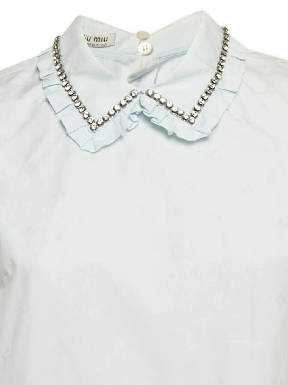Pre-owned Miu Miu Ruffled Embellished-collar Top In White